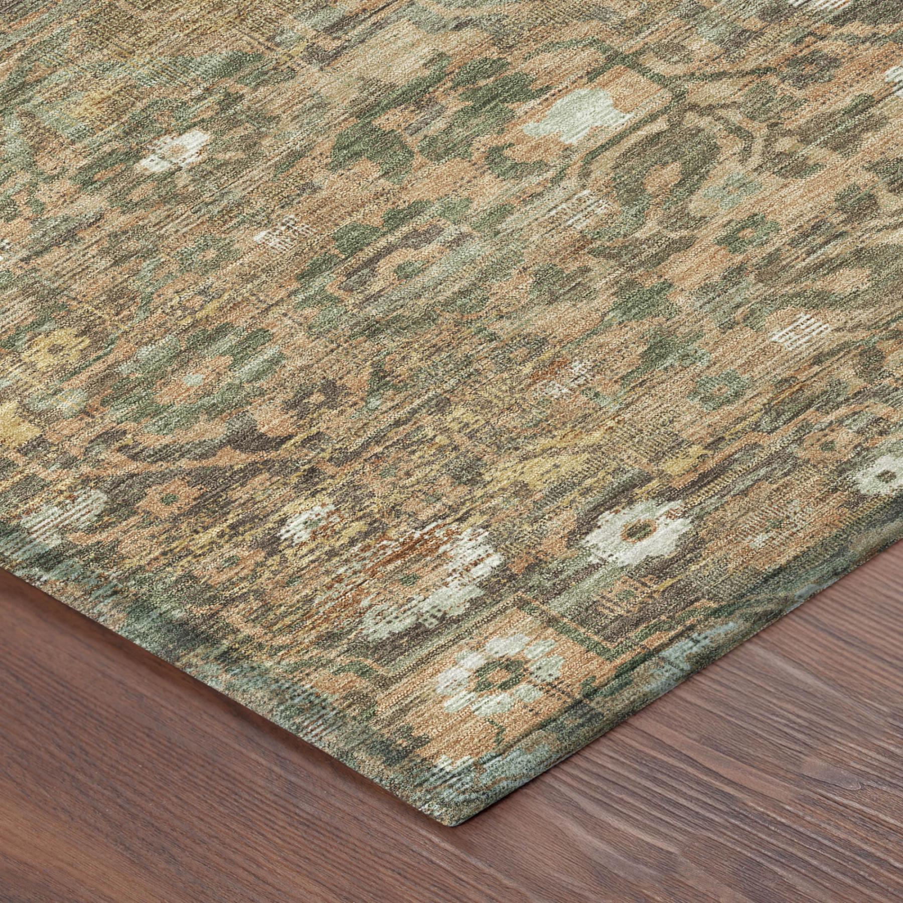 8' X 10' Copper And Orange Floral Medallion Washable Indoor Outdoor Area Rug - Sports & Outdoor