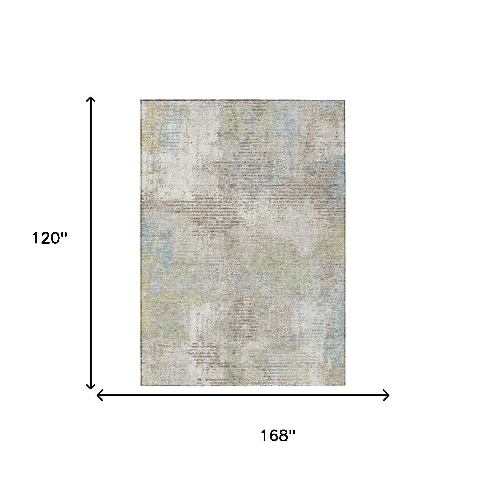 10 x 14 ft ivory and silver abstract area rug, size 168 x 120 in diagram