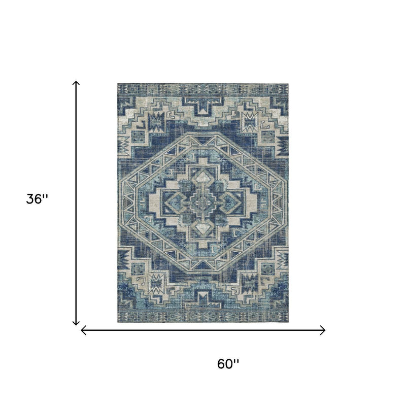 Southwestern area rug layout with 36" x 60" dimensions shown