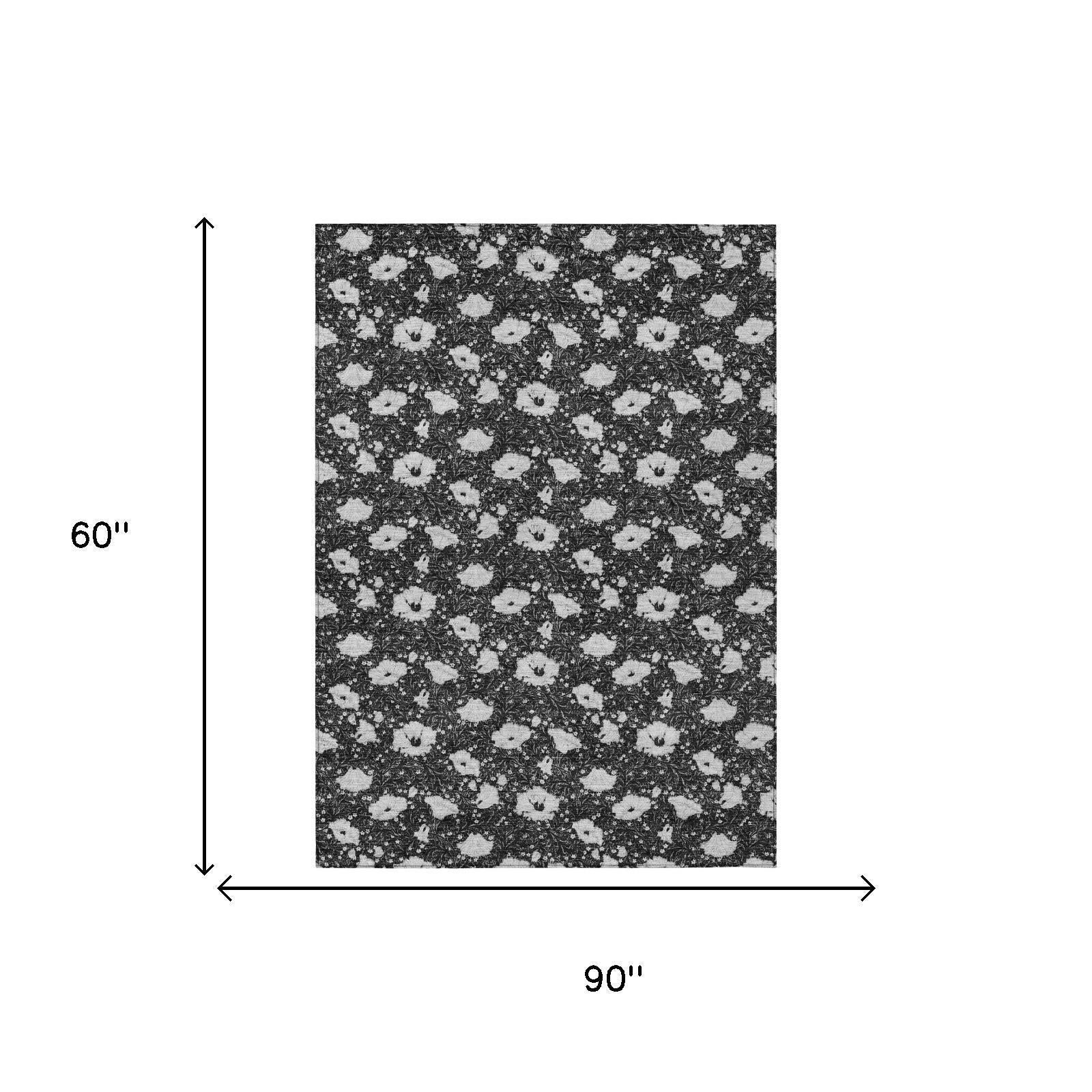 Rectangular rug size diagram, 60 in tall and 90 in wide