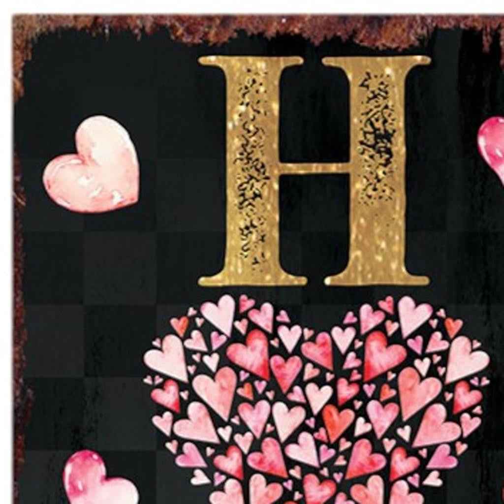 36" Black Gold And Pink Solid Wood Home Sweet Valentine's Day Porch Sign