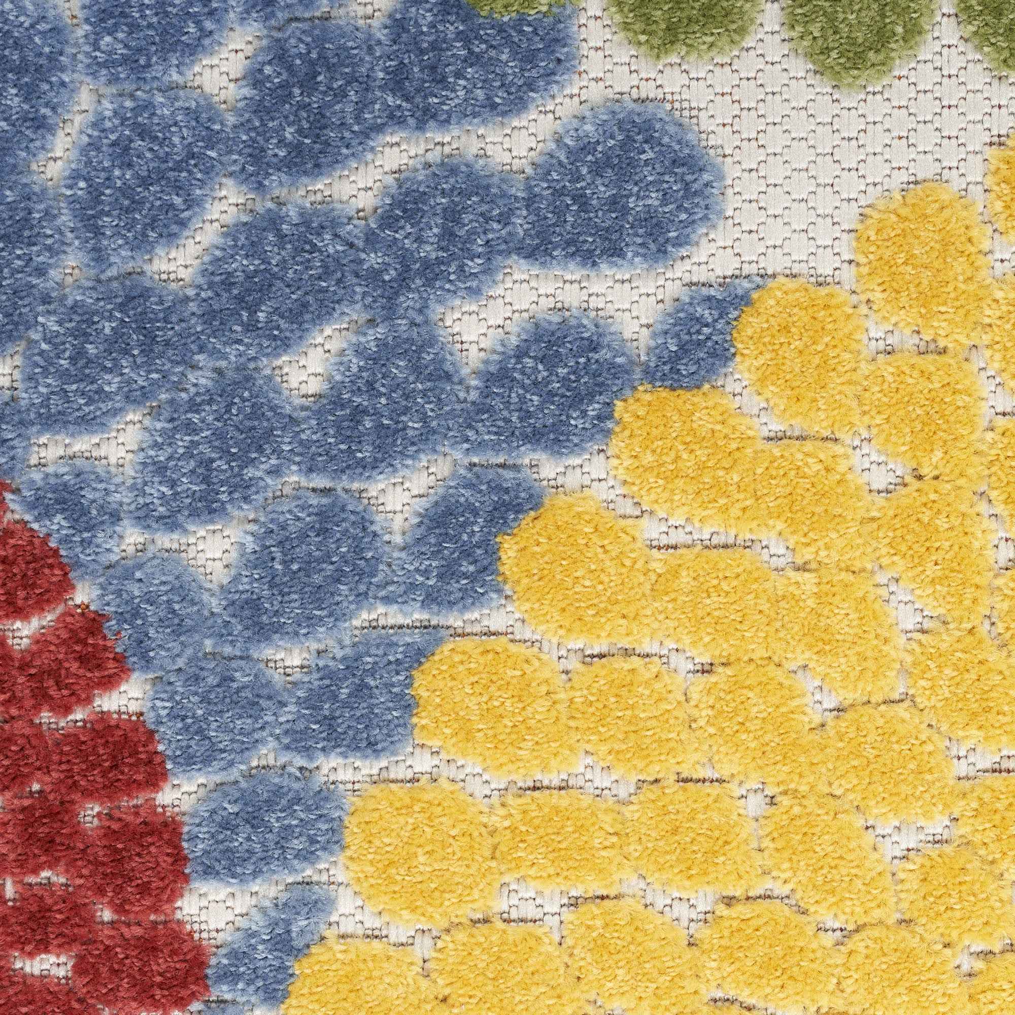 6' Blue Yellow Blue Red And Green Medallion Indoor Outdoor Area Rug