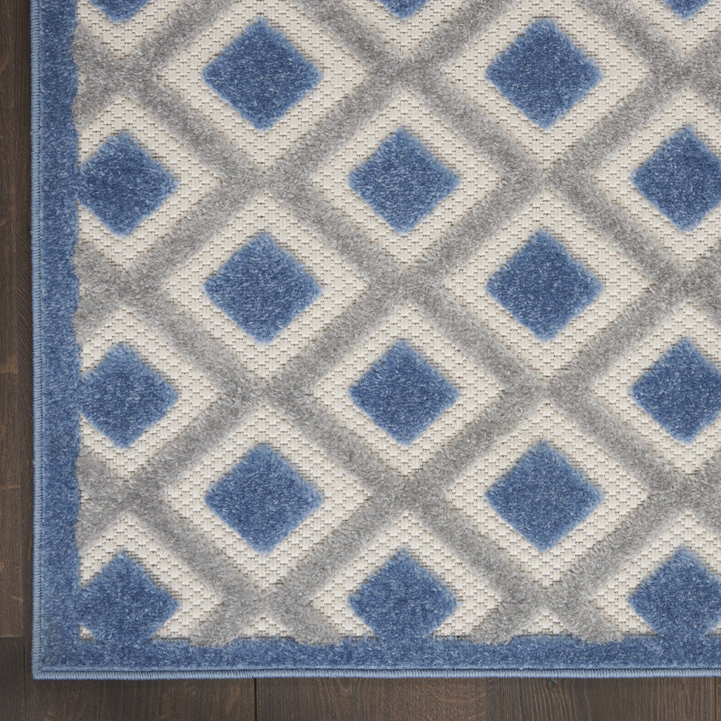 9' X 12' Blue And Gray Indoor Outdoor Area Rug - Outdoor