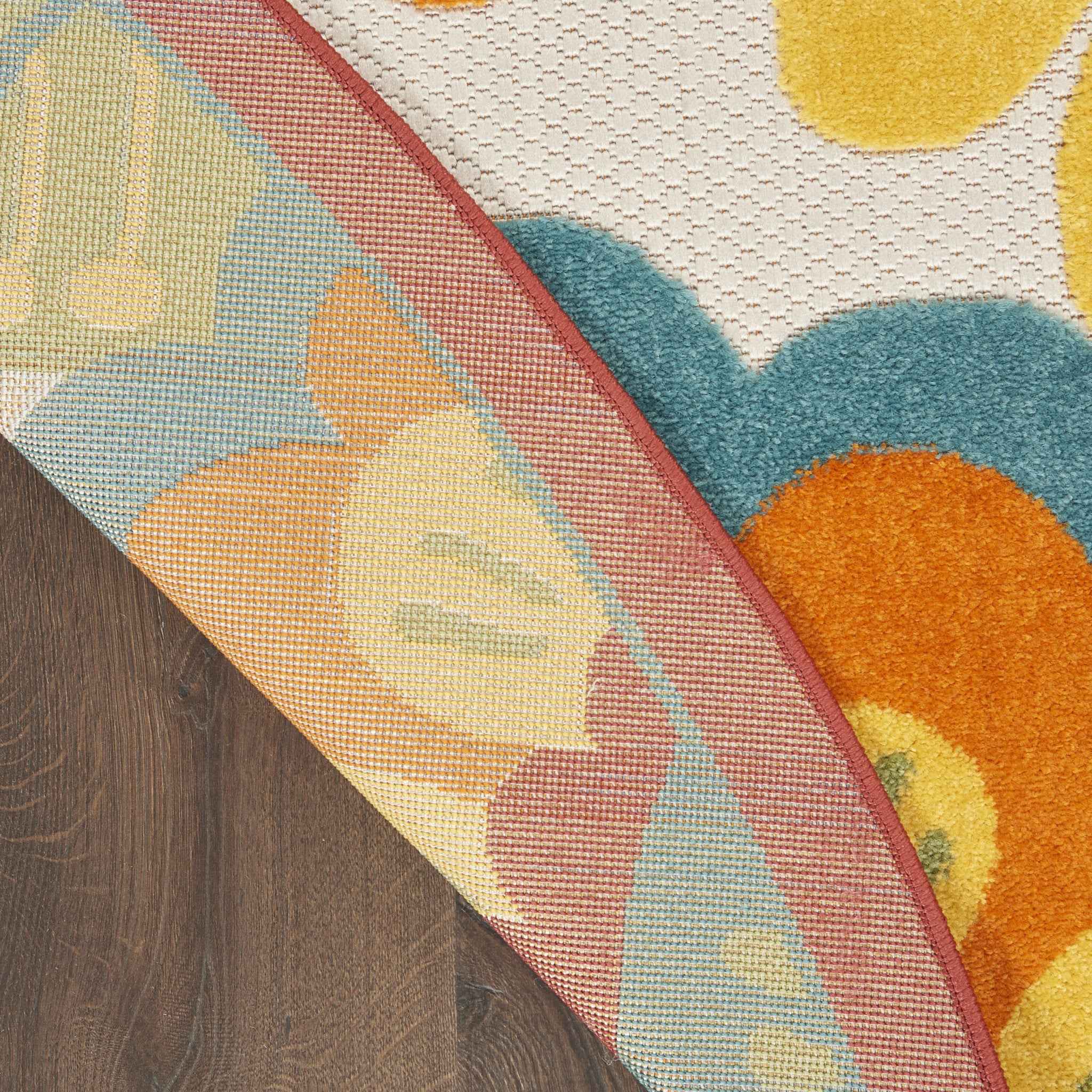 5' Yellow And Ivory Round Indoor Outdoor Area Rug