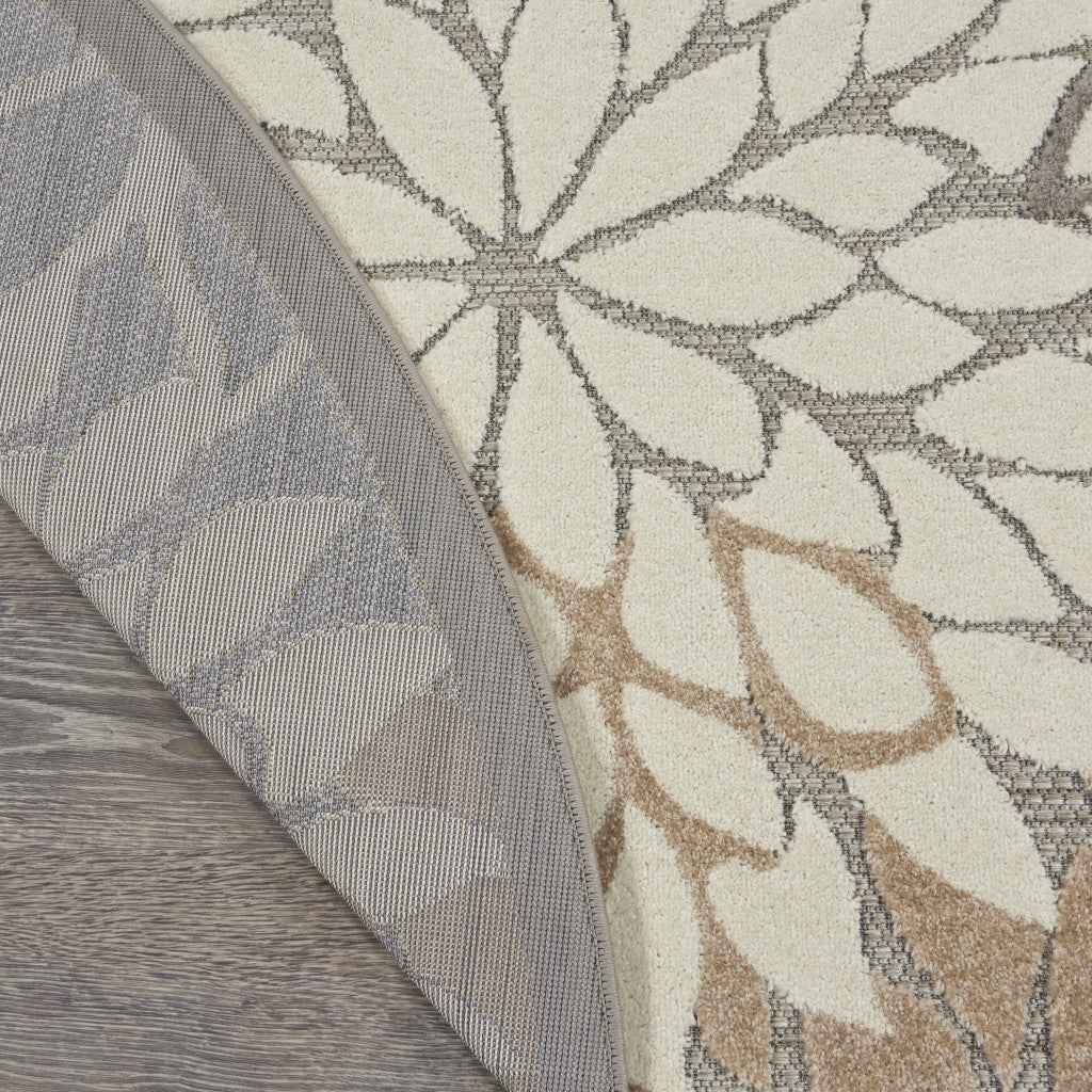 10' Gray and Ivory Indoor Outdoor Area Rug