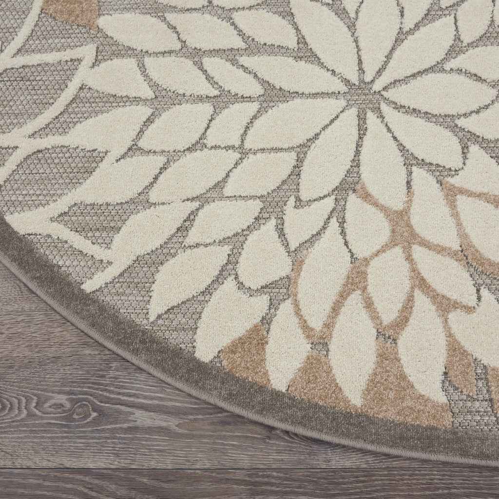 10' Gray and Ivory Indoor Outdoor Area Rug