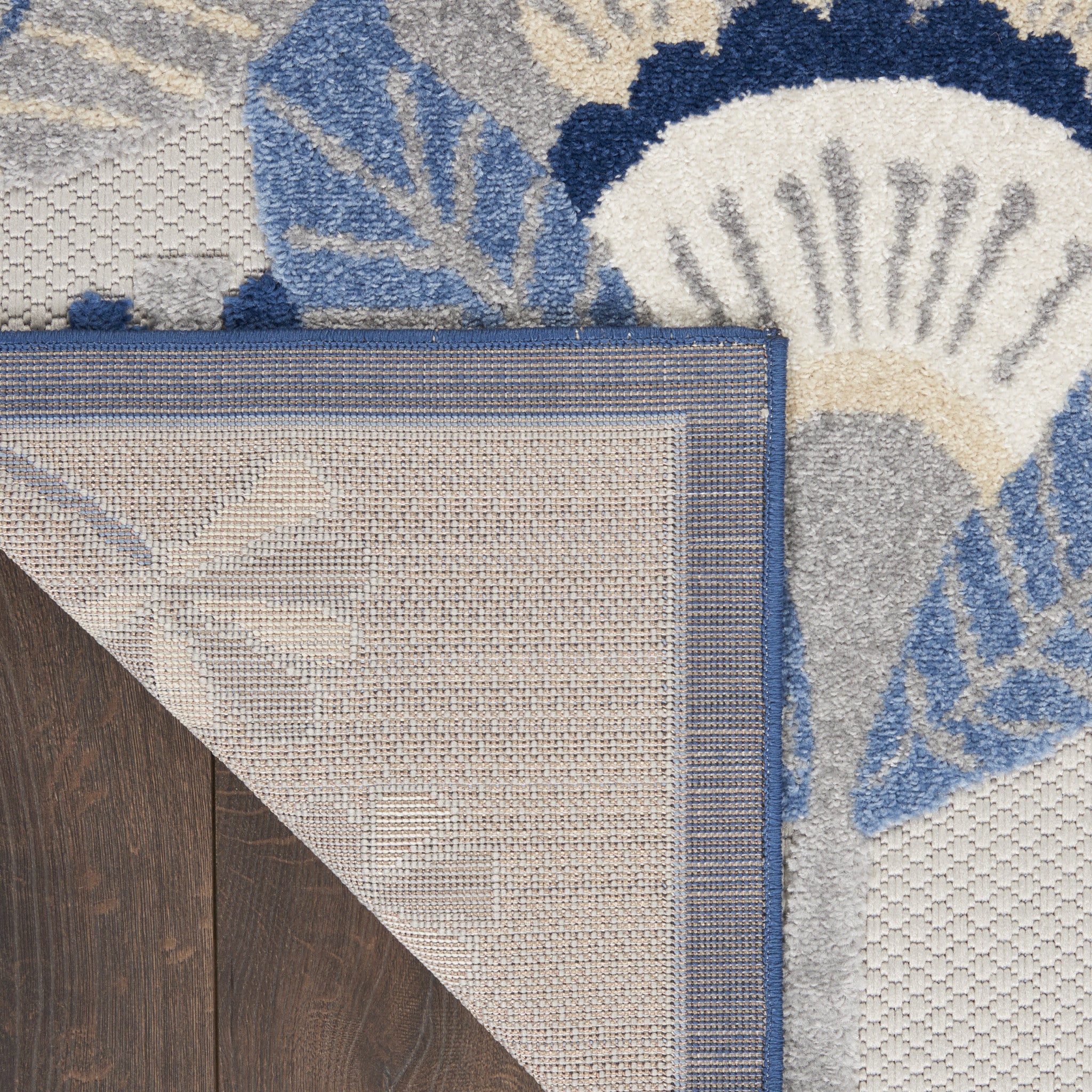 6' Blue And Gray Indoor Outdoor Runner Rug - Outdoor