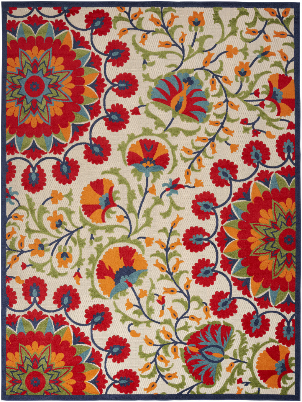 9' X 12' Red And Ivory Indoor Outdoor Area Rug - Outdoor
