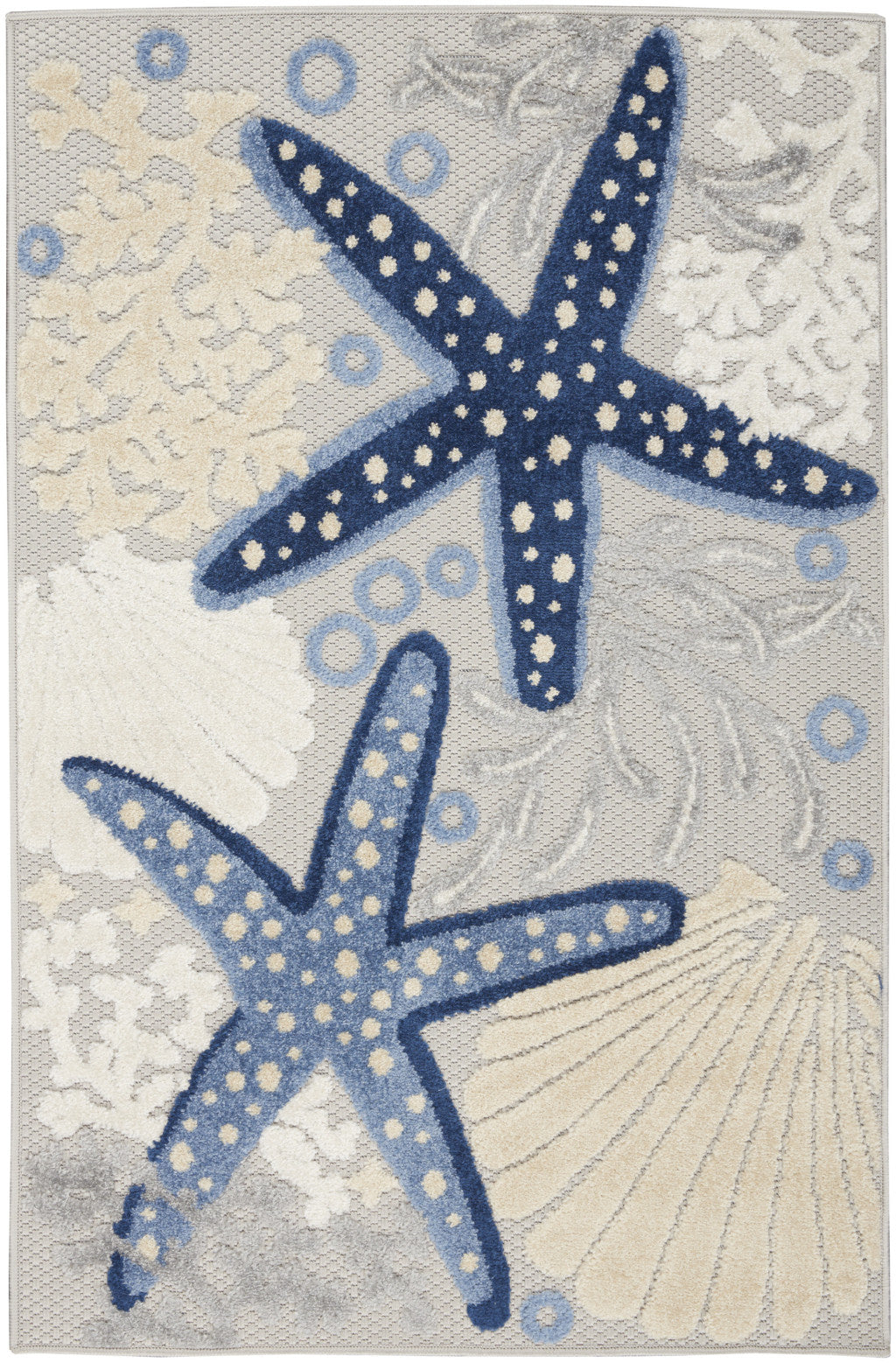 3' X 4' Blue And Gray Indoor Outdoor Area Rug - Outdoor