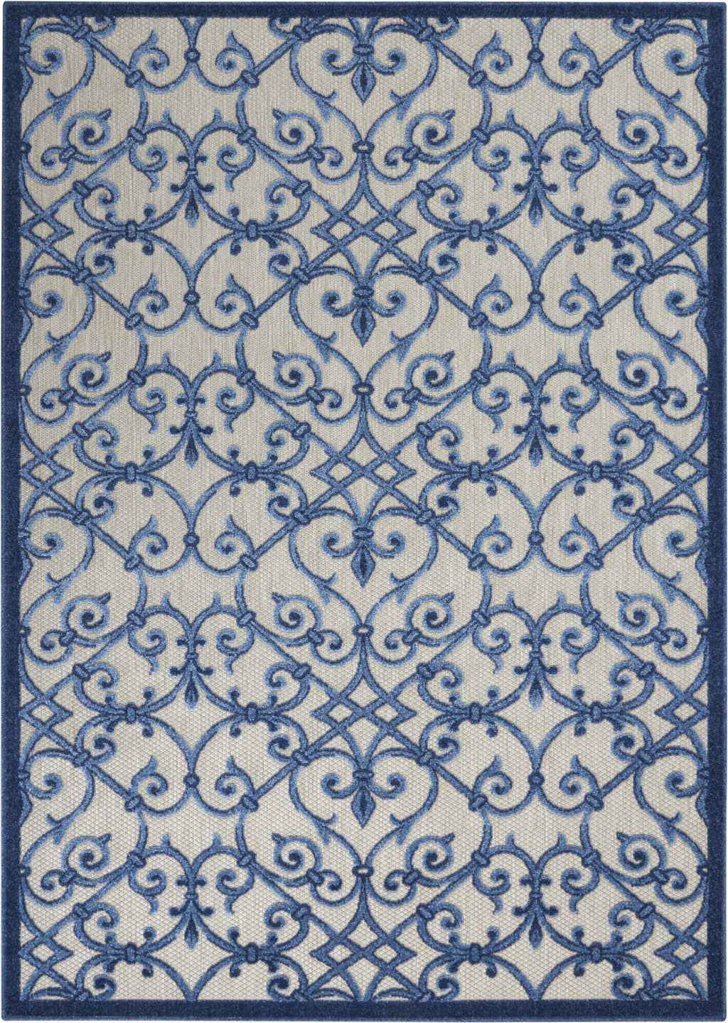 5' X 8' Blue And Gray Indoor Outdoor Area Rug