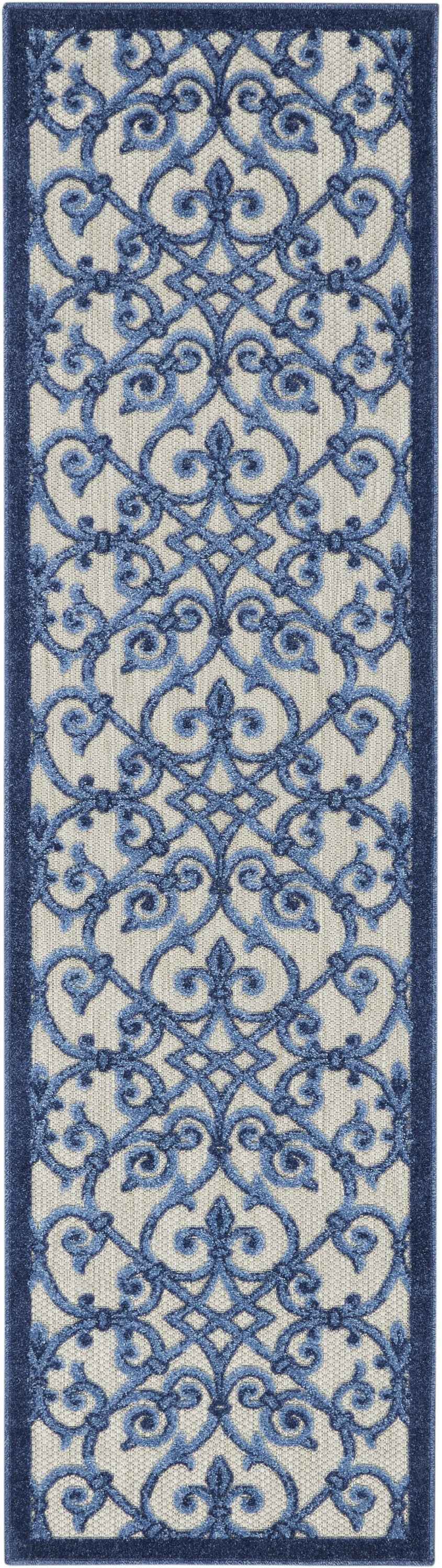 10' Blue And Gray Indoor Outdoor Area Rug