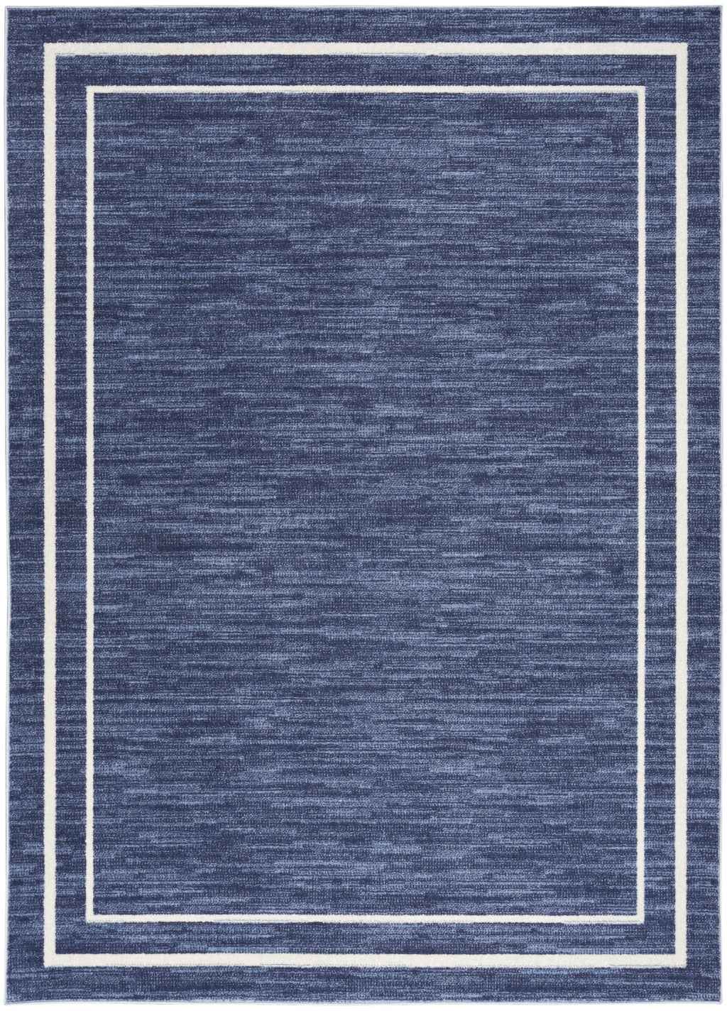 7' X 10' Navy Blue And Ivory Indoor Outdoor Area Rug