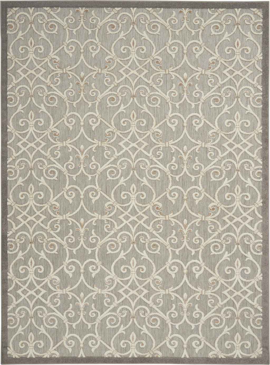 8' X 11' Gray And Ivory Indoor Outdoor Area Rug