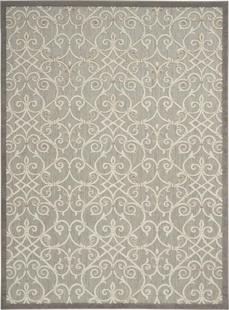 8' X 11' Gray And Ivory Indoor Outdoor Area Rug