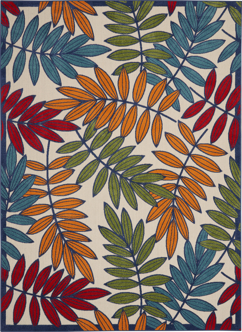 10' X 13' Blue And Beige Indoor Outdoor Area Rug - Outdoor