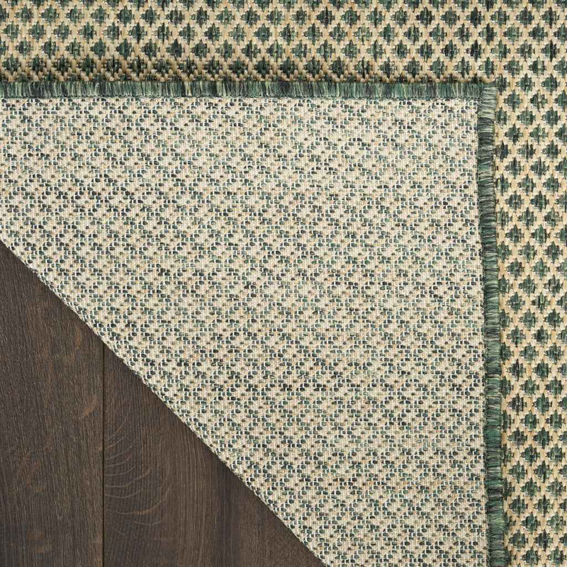 5' X 7' Green And Taupe Geometric Indoor Outdoor Area Rug