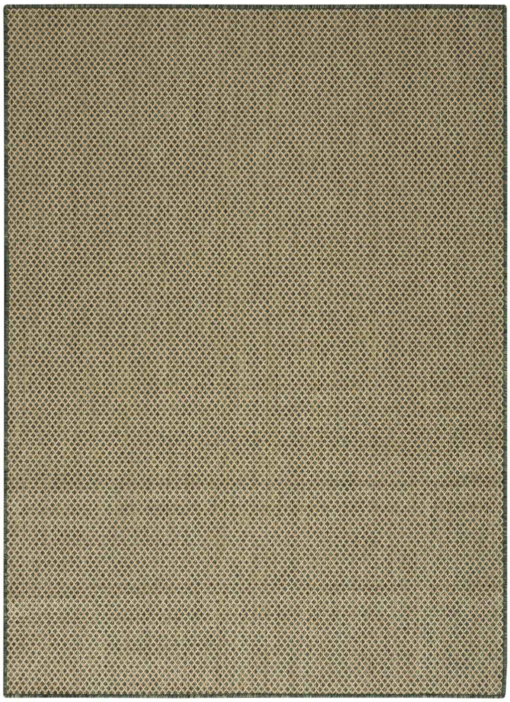5' X 7' Green And Taupe Geometric Indoor Outdoor Area Rug