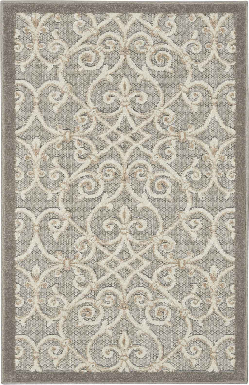 3' X 4' Gray And Ivory Indoor Outdoor Area Rug