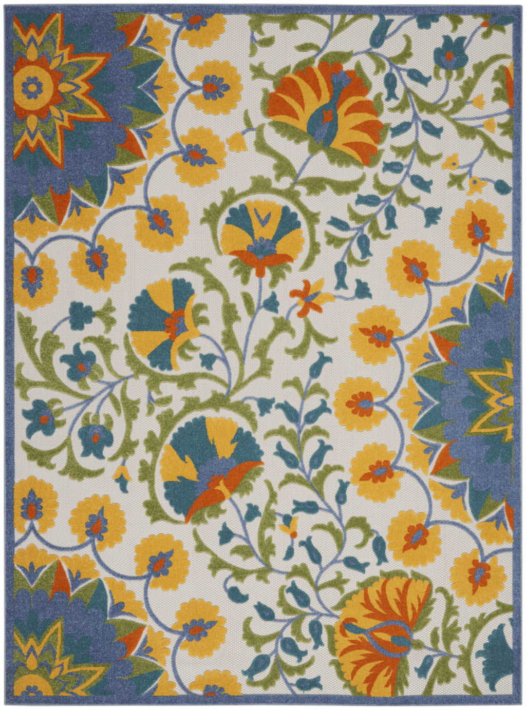 10' X 13' Blue And Yellow Indoor Outdoor Area Rug - Outdoor