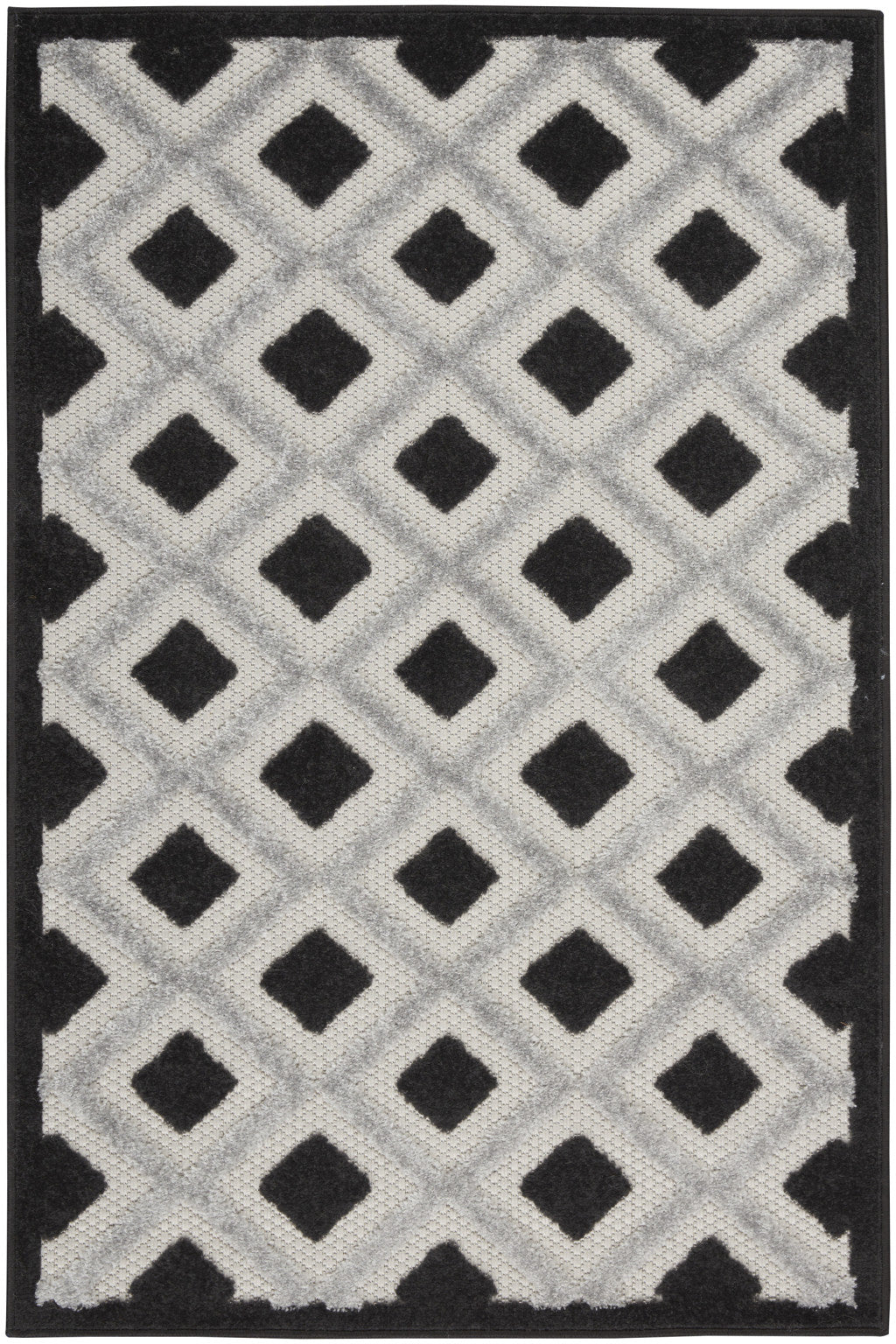 3' X 4' Black And White Indoor Outdoor Area Rug - Outdoor