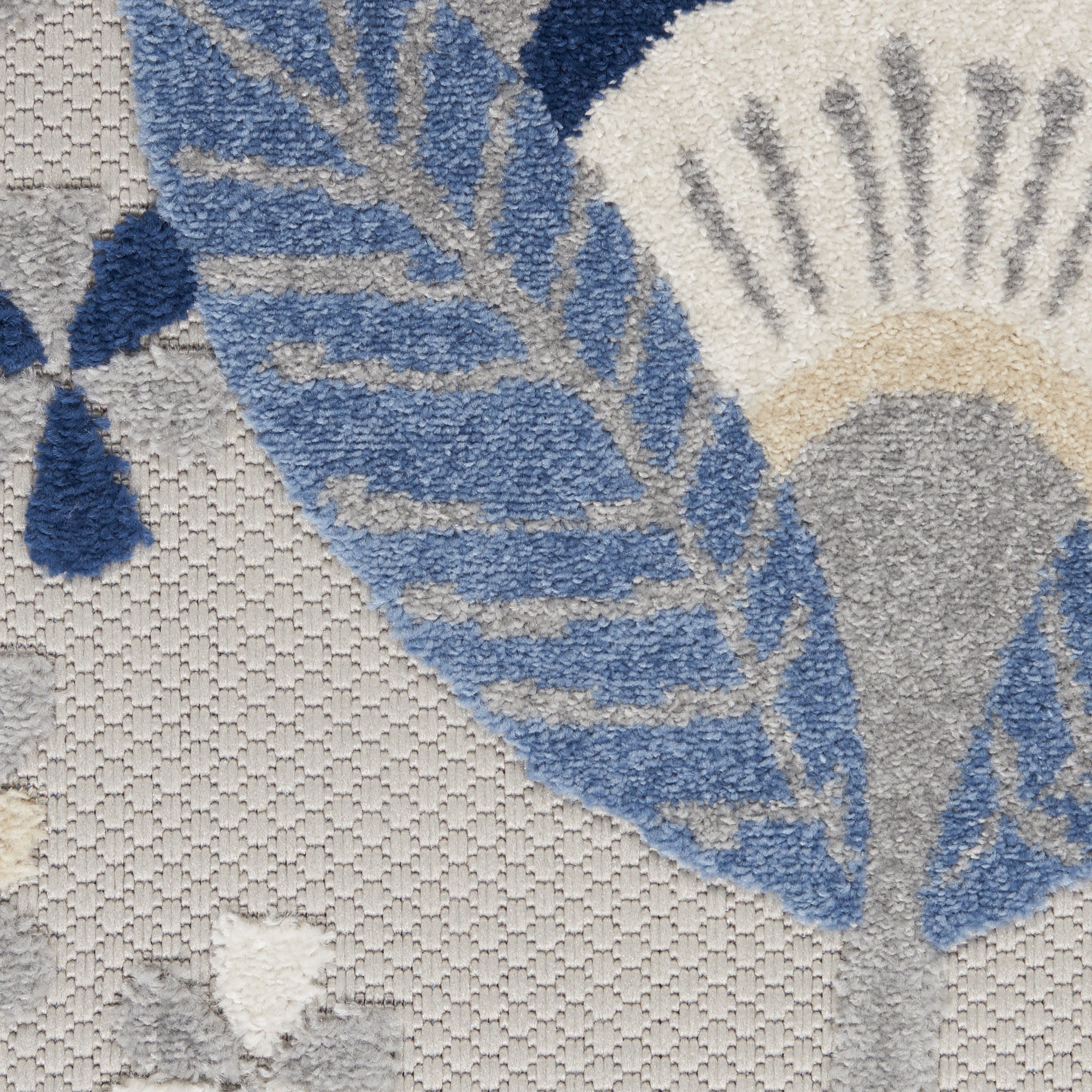 12' Blue And Gray Indoor Outdoor Runner Rug - Outdoor