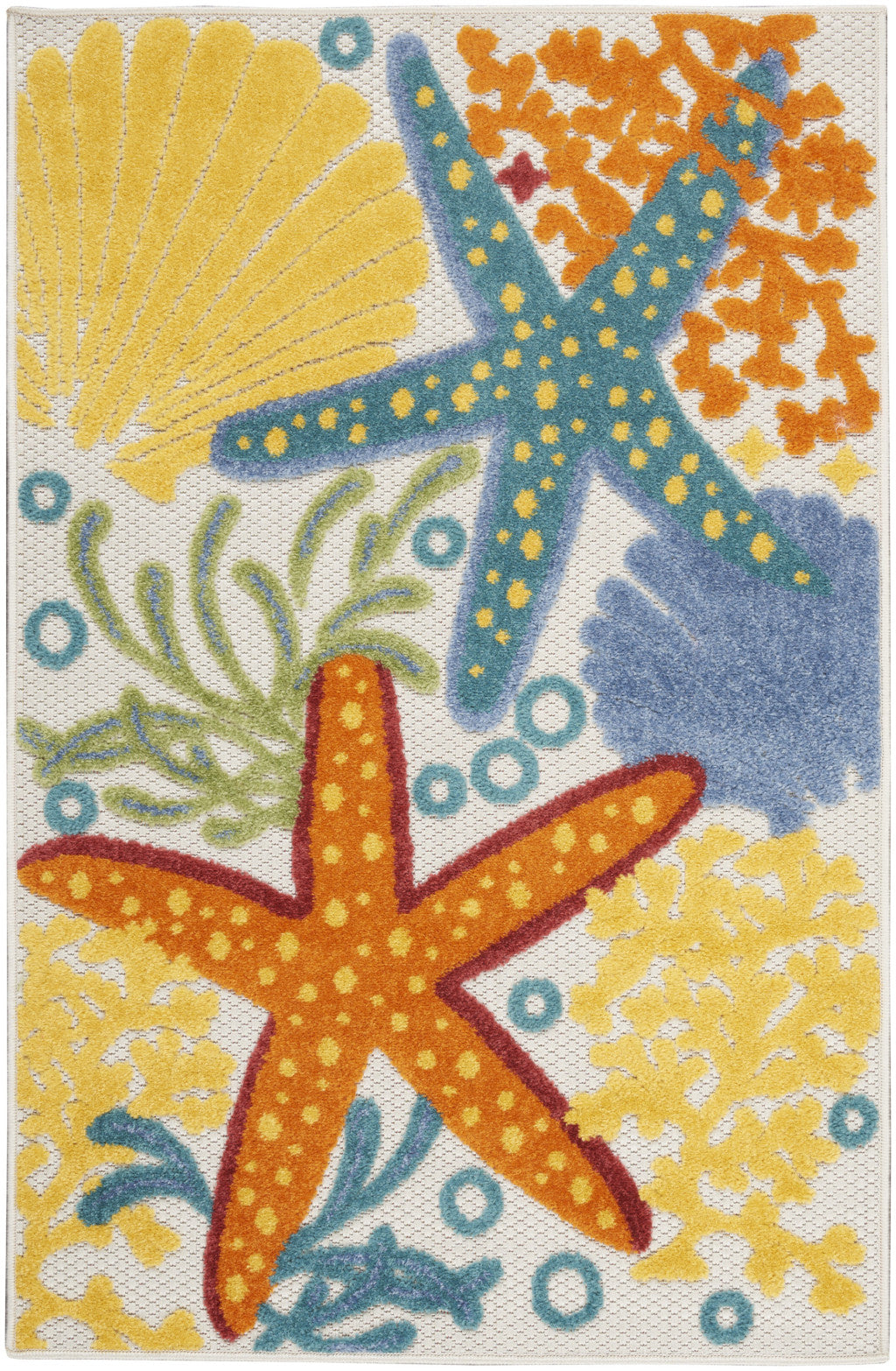 3' X 4' Blue And Yellow Indoor Outdoor Area Rug - Outdoor