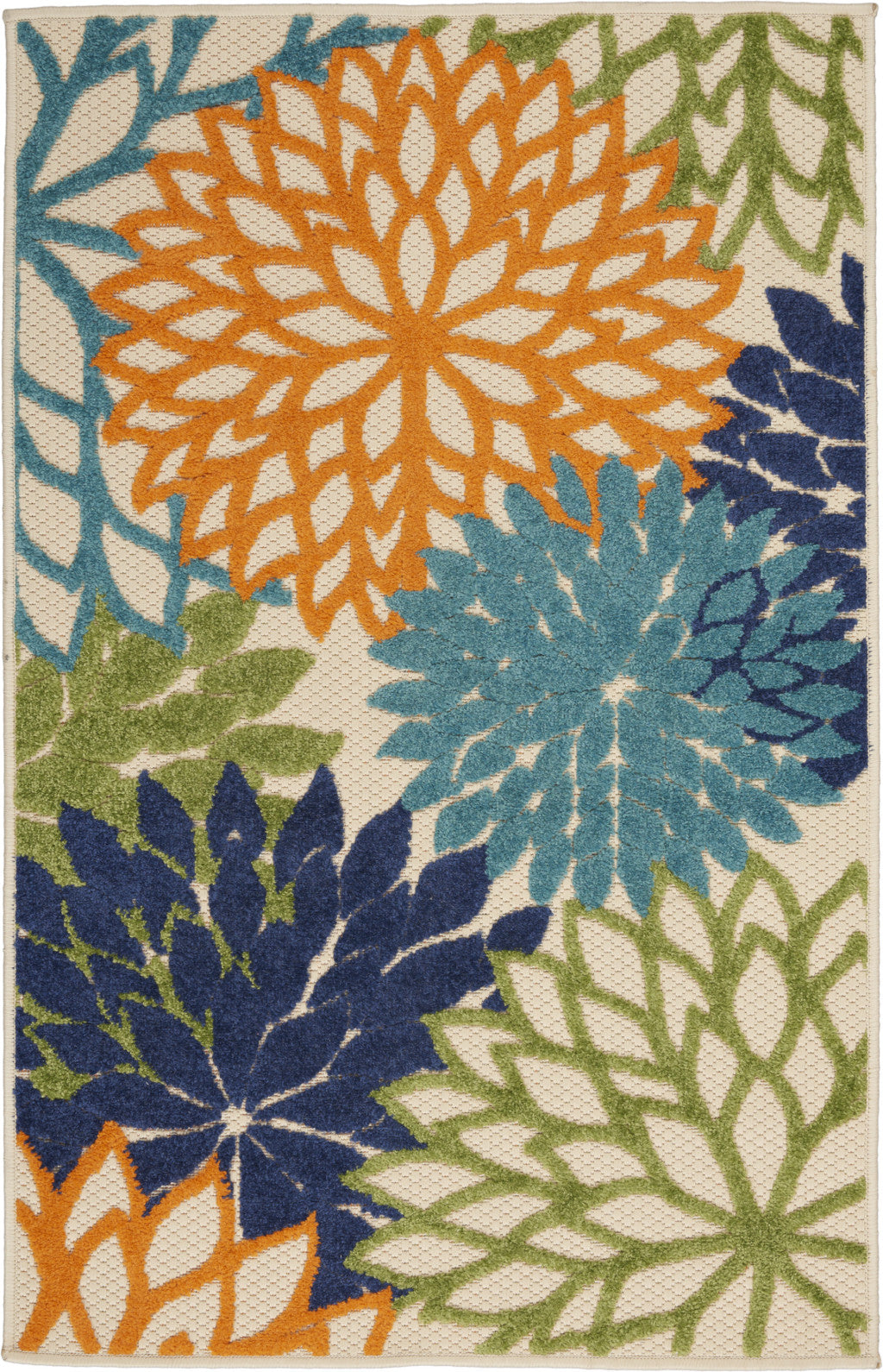 3' X 4' Ivory And Blue Indoor Outdoor Area Rug - Outdoor