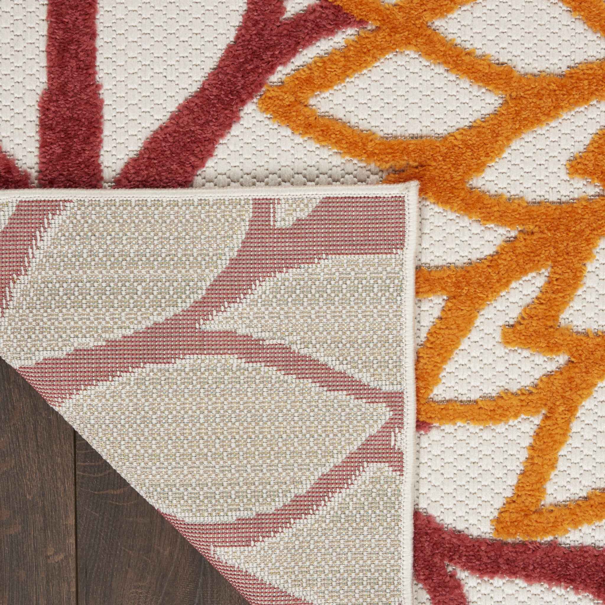 3' X 5' Green Orange and Red Indoor Outdoor Area Rug