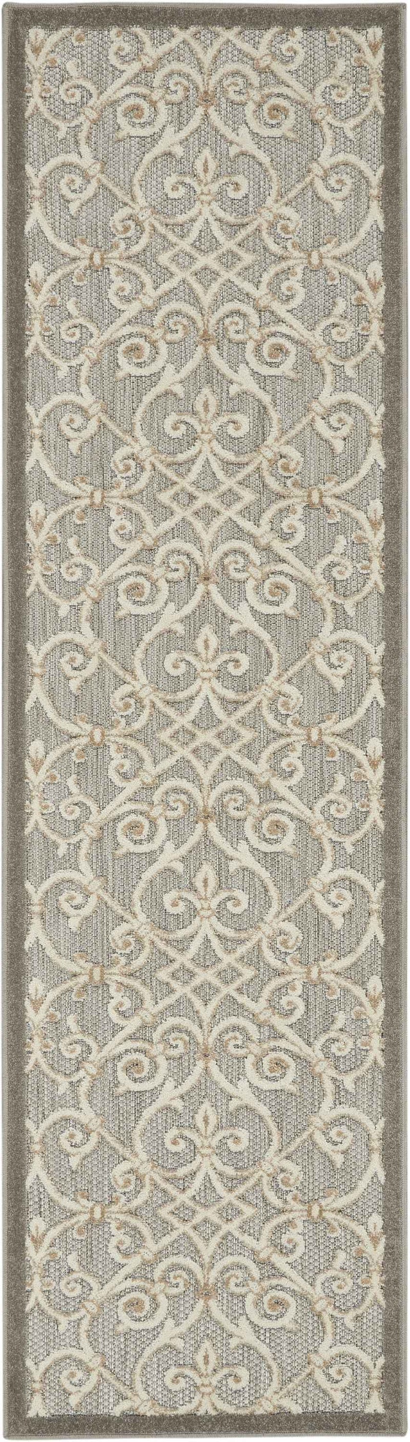 10' Gray And Ivory Indoor Outdoor Area Rug