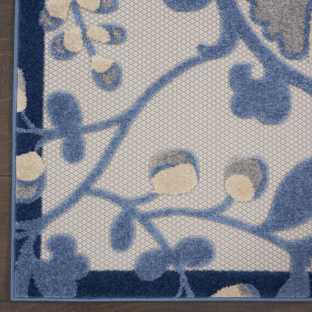 9' X 12' Blue And Gray Indoor Outdoor Area Rug - Outdoor