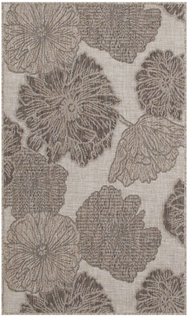 3' X 5' Natural And Ivory Floral Indoor Outdoor Area Rug