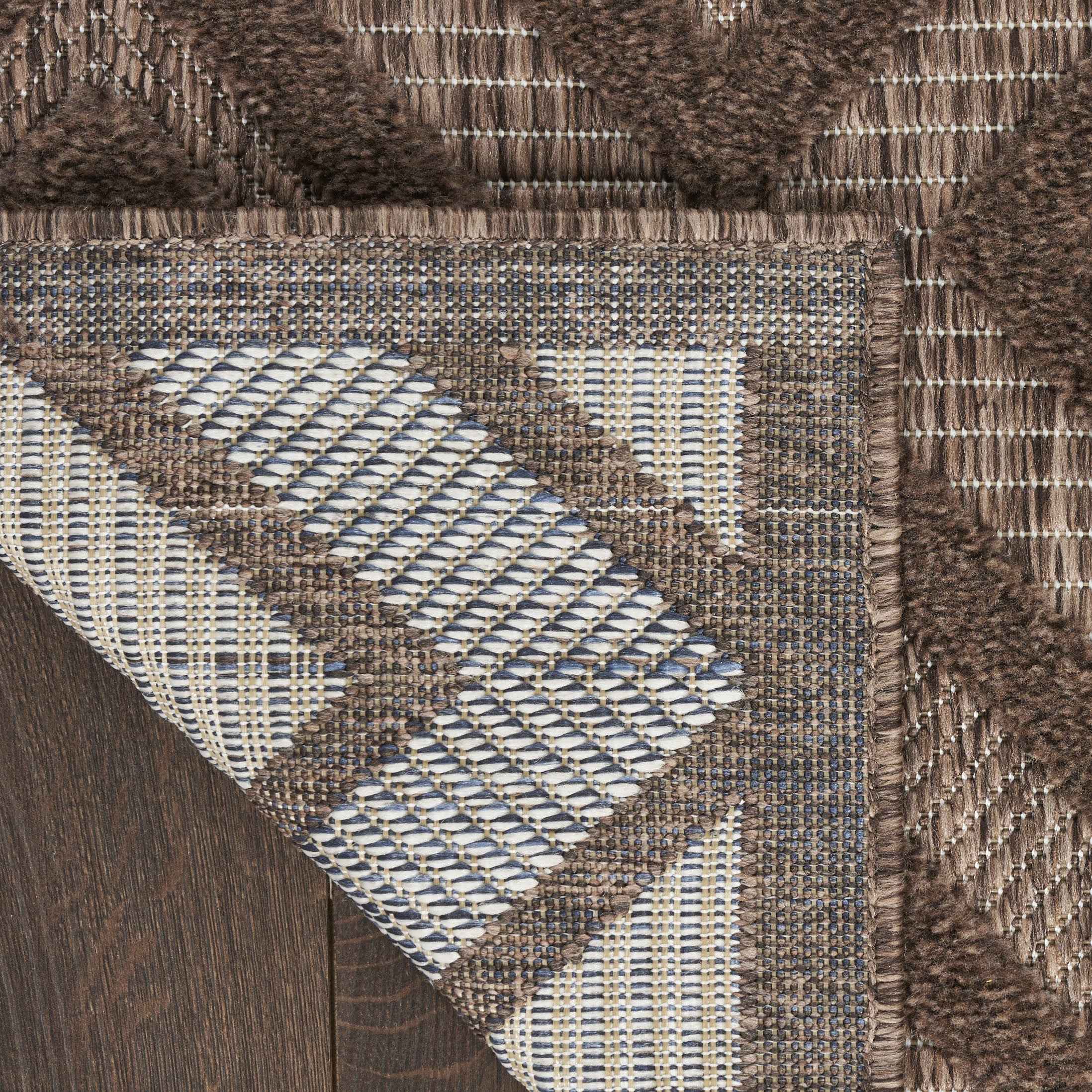 4' X 6' Dark Brown And Light Brown Geometric Indoor Outdoor Area Rug