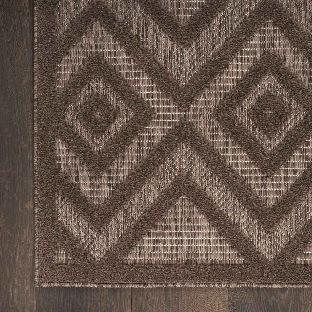 4' X 6' Dark Brown And Light Brown Geometric Indoor Outdoor Area Rug