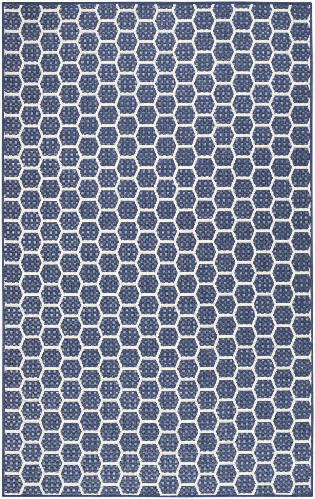 4' X 6' Navy Blue And Ivory Geometric Indoor Outdoor Area Rug