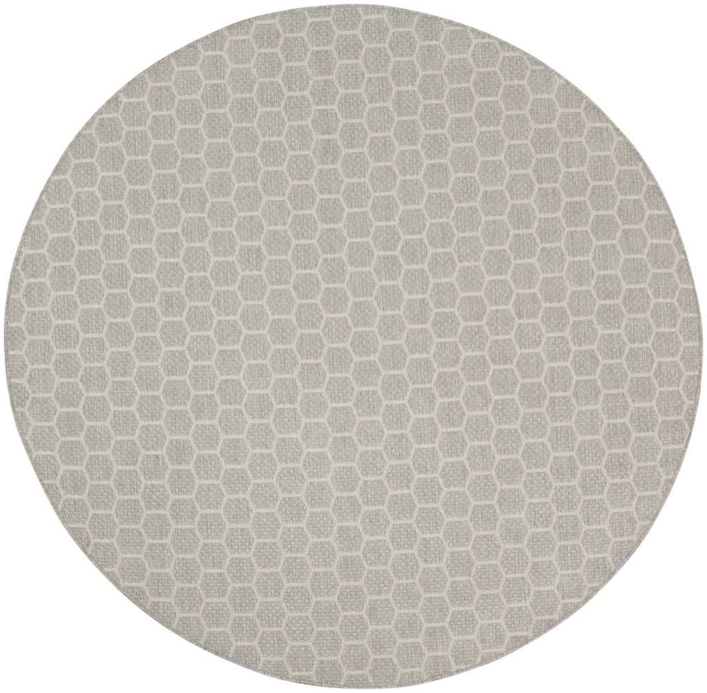 8' Gray And Ivory Geometric Indoor Outdoor Area Rug