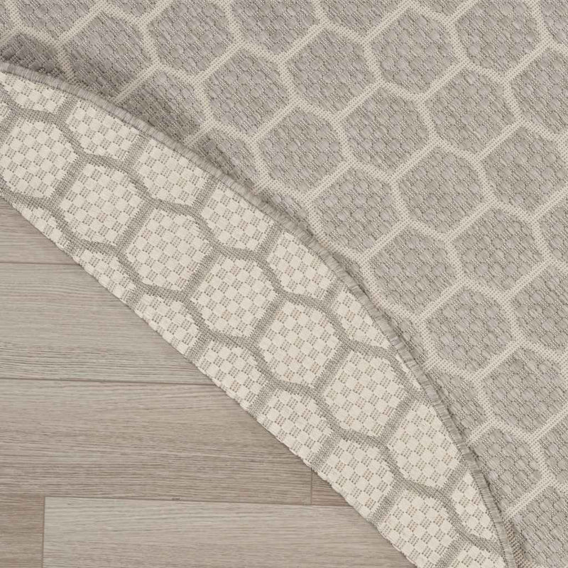 8' Gray And Ivory Geometric Indoor Outdoor Area Rug