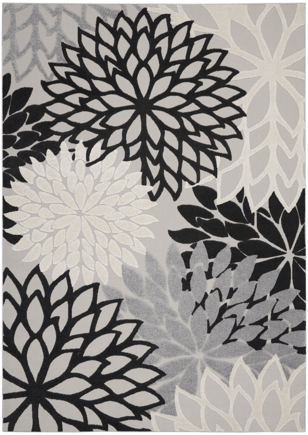7' X 10' Black And White Handmade Indoor Outdoor Area Rug - Outdoor
