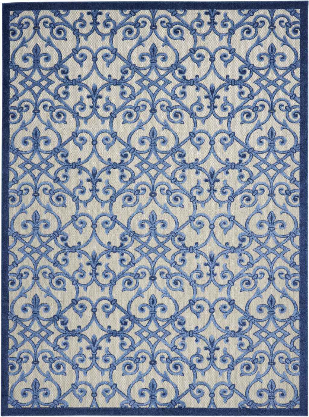 8' X 11' Blue And Gray Indoor Outdoor Area Rug