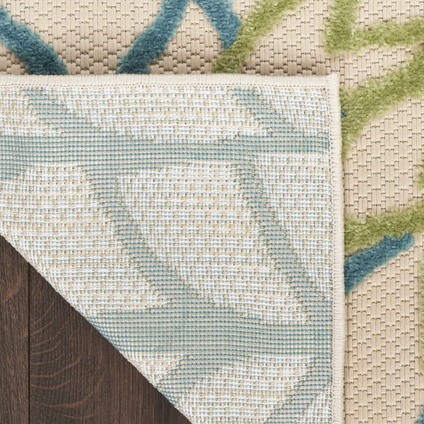 6' Dark Green Yellow And Blue Floral Indoor Outdoor Runner Rug Default Title