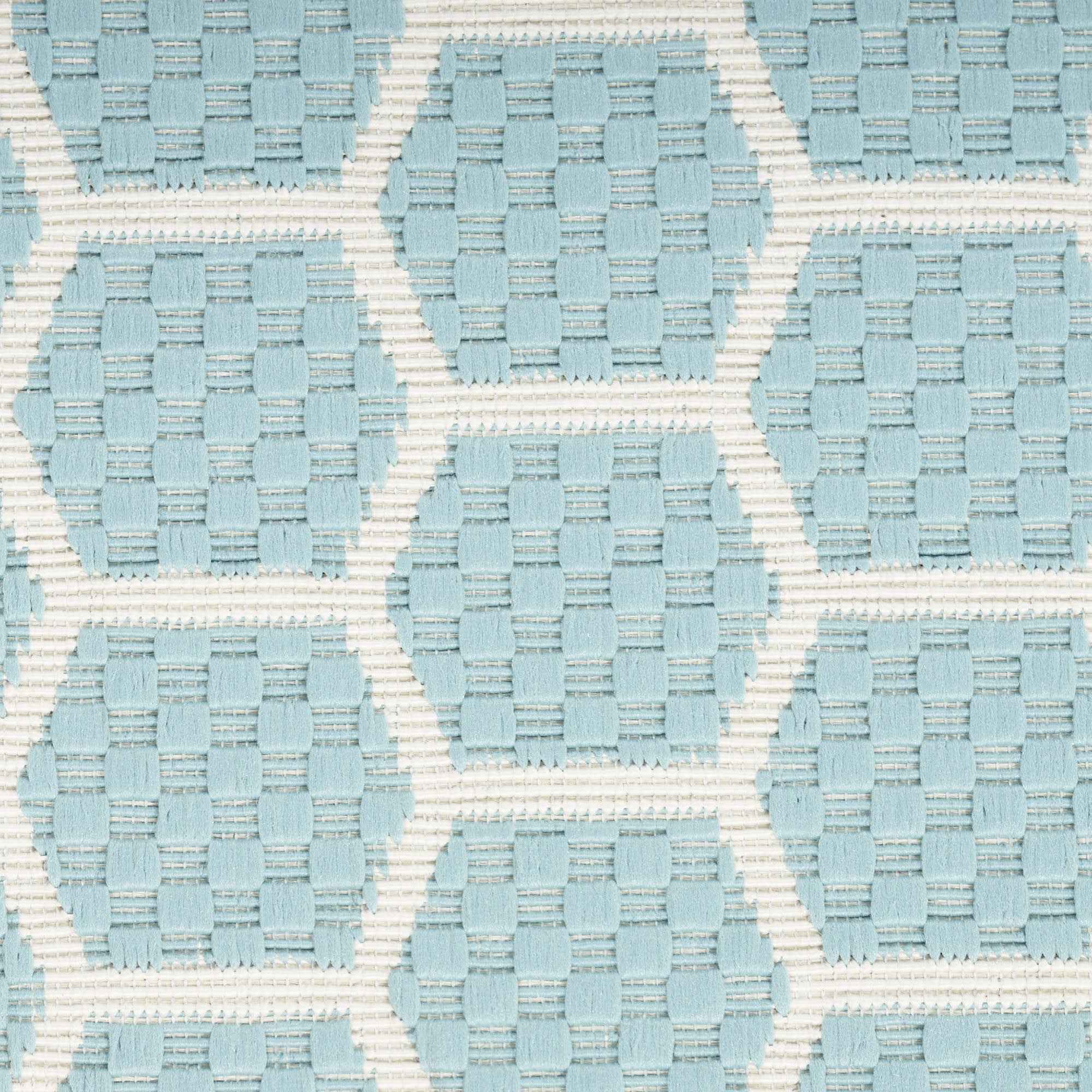 8' X 10' Aqua And Ivory Geometric Indoor Outdoor Area Rug