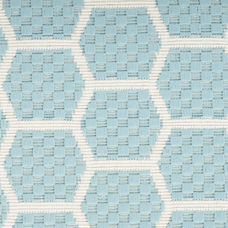8' X 10' Aqua And Ivory Geometric Indoor Outdoor Area Rug