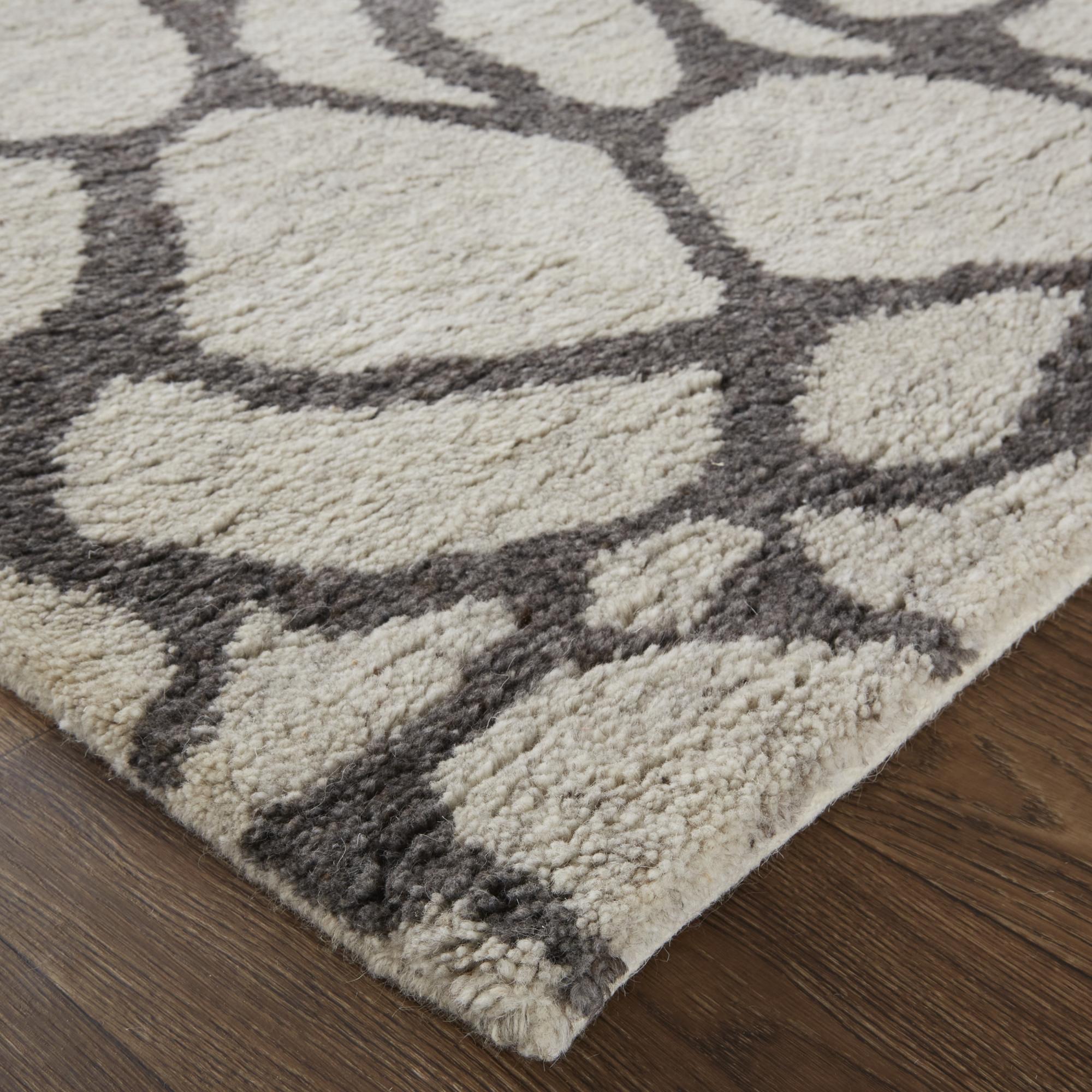 2' X 3' Ivory And Gray Wool Abstract Hand Knotted Area Rug - Home & Garden