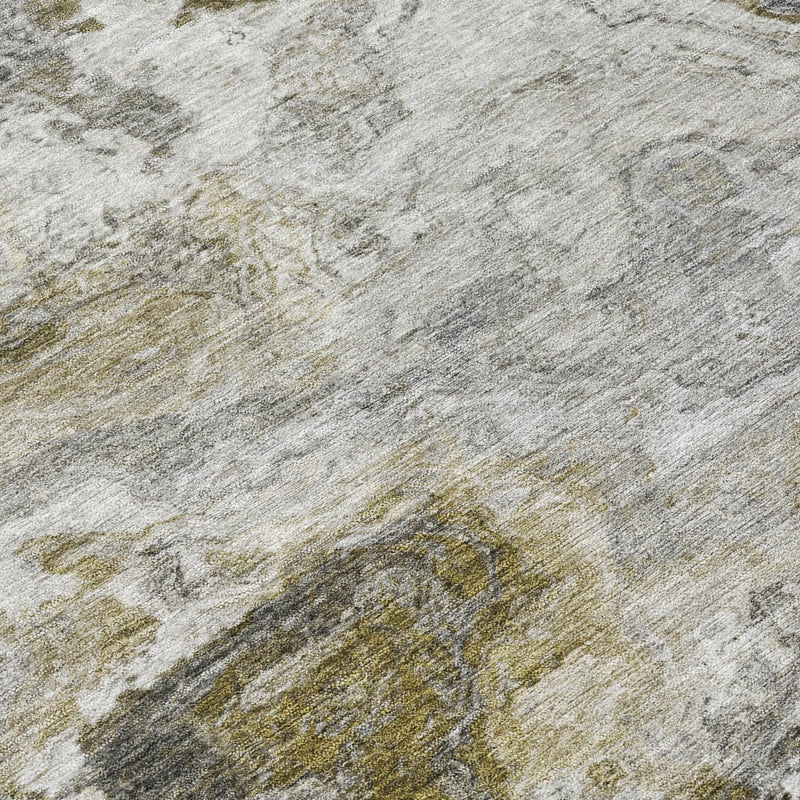 Gray abstract wash area rug close-up with distressed mottled texture