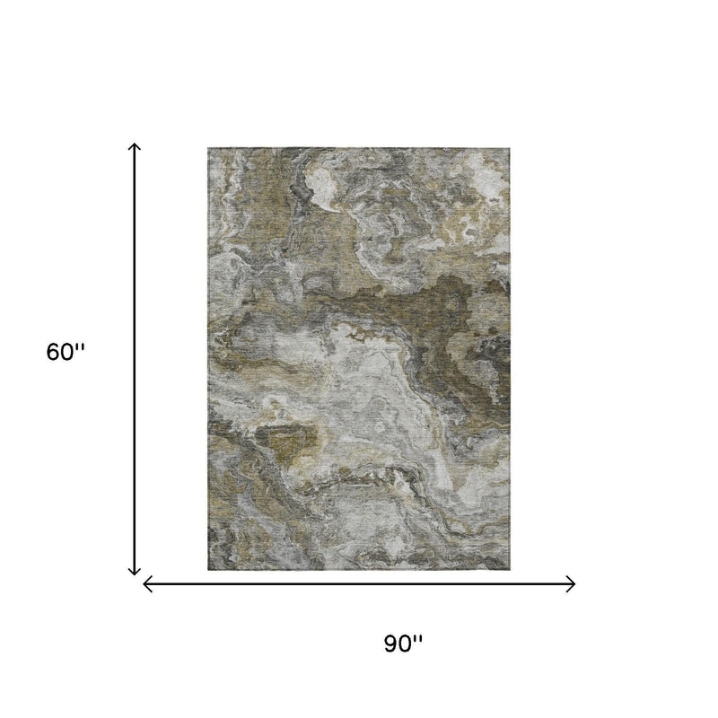 90 x 60 in abstract wash area rug, gray and beige mottled pattern