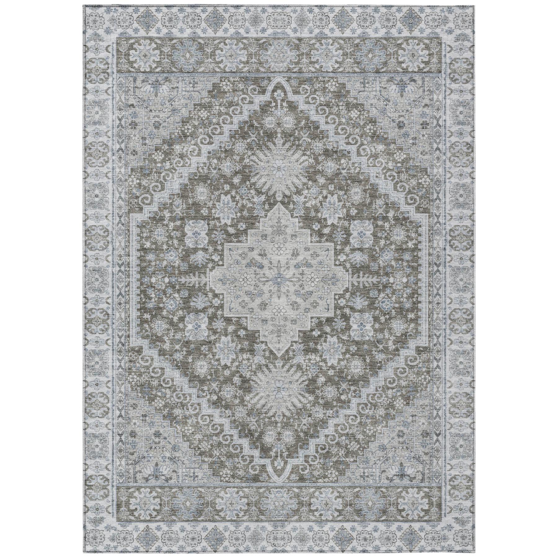 8' X 10' Chocolate And Brown Oriental Washable Indoor Outdoor Area Rug - Outdoor | blocked-missing-media,…