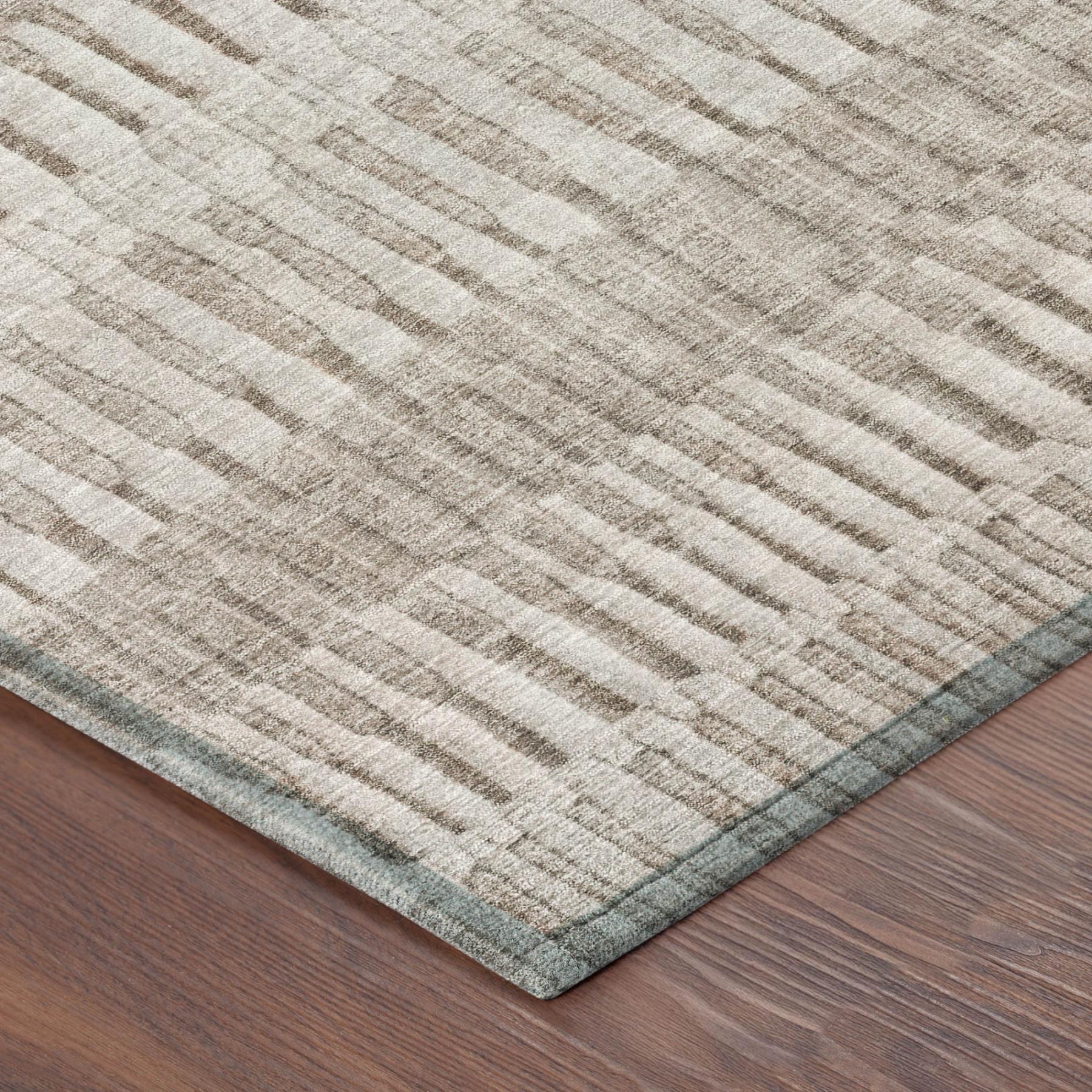 10' X 14' Beige And Brown Striped Washable Indoor Outdoor Area Rug - Outdoor | blocked-missing-media, blocked-out-of-stock,…