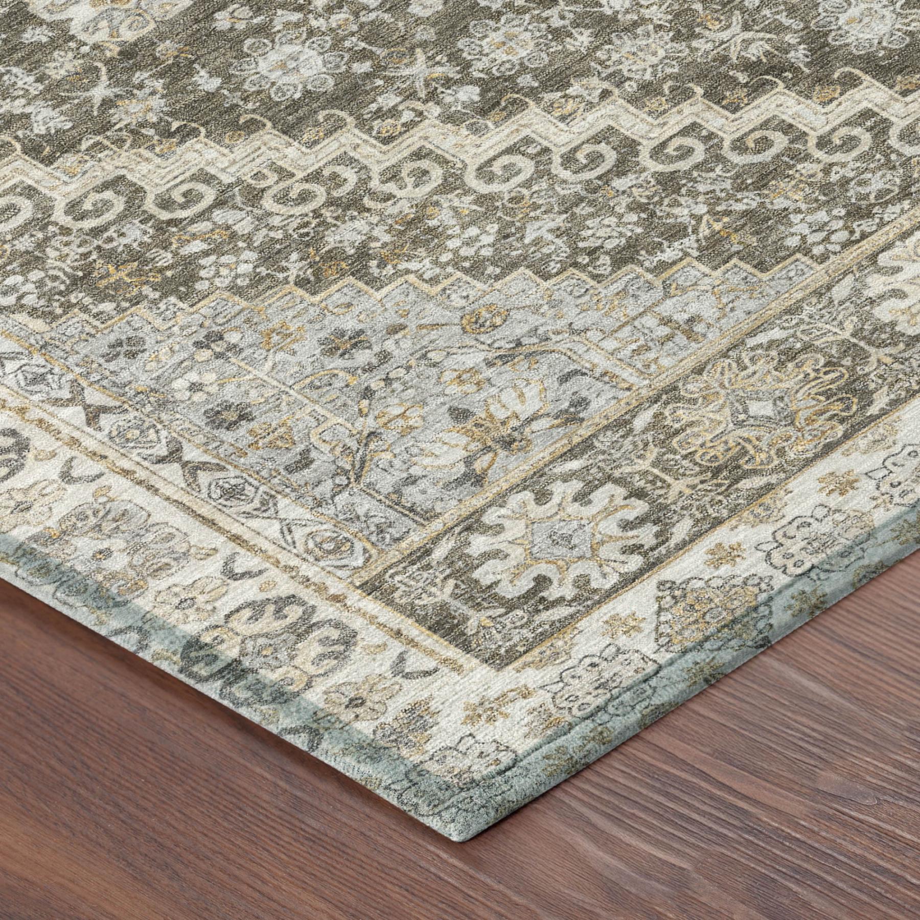 10' X 14' Brown And Silver Oriental Washable Indoor Outdoor Area Rug - Sports & Outdoor
