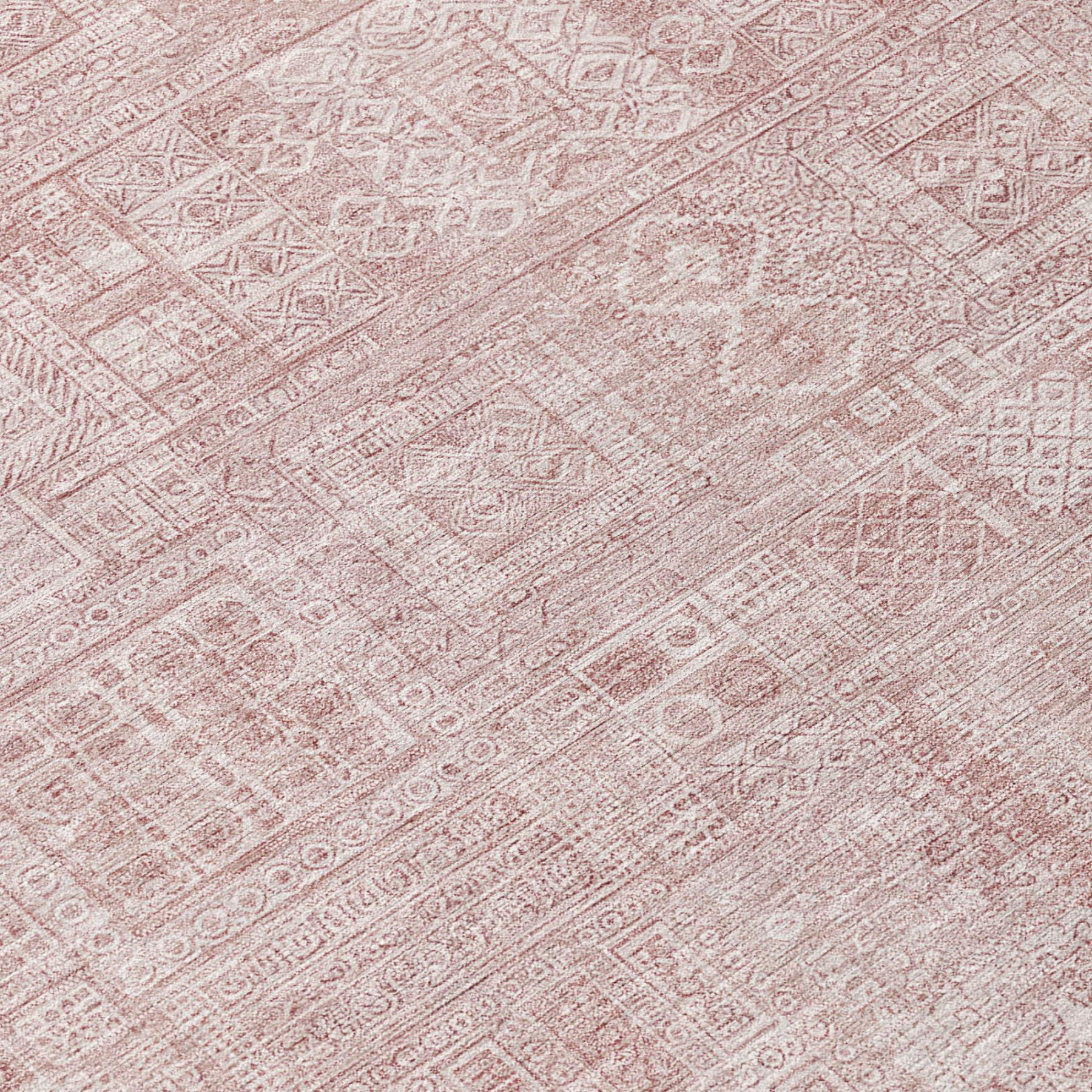10' X 14' Pink And Tan Oriental Washable Indoor Outdoor Area Rug - Sports & Outdoor