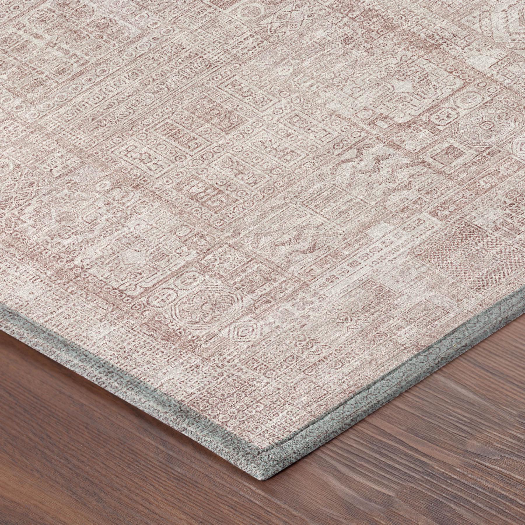 10' X 14' Pink And Tan Oriental Washable Indoor Outdoor Area Rug - Sports & Outdoor
