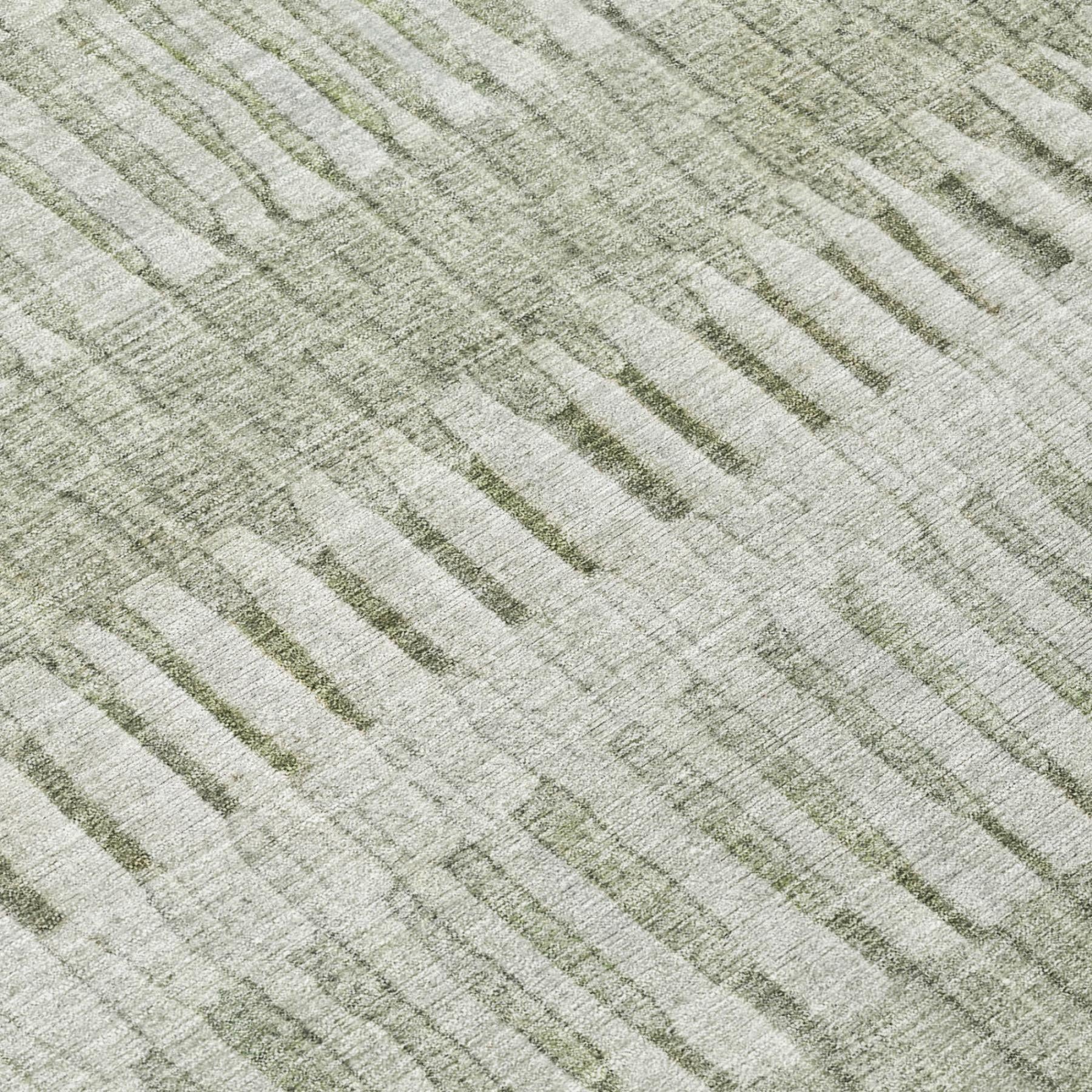 9' X 12' Sage And Green Striped Washable Indoor Outdoor Area Rug - Outdoor